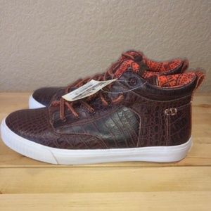 Toms Camila High Brown Embossed Crocodile